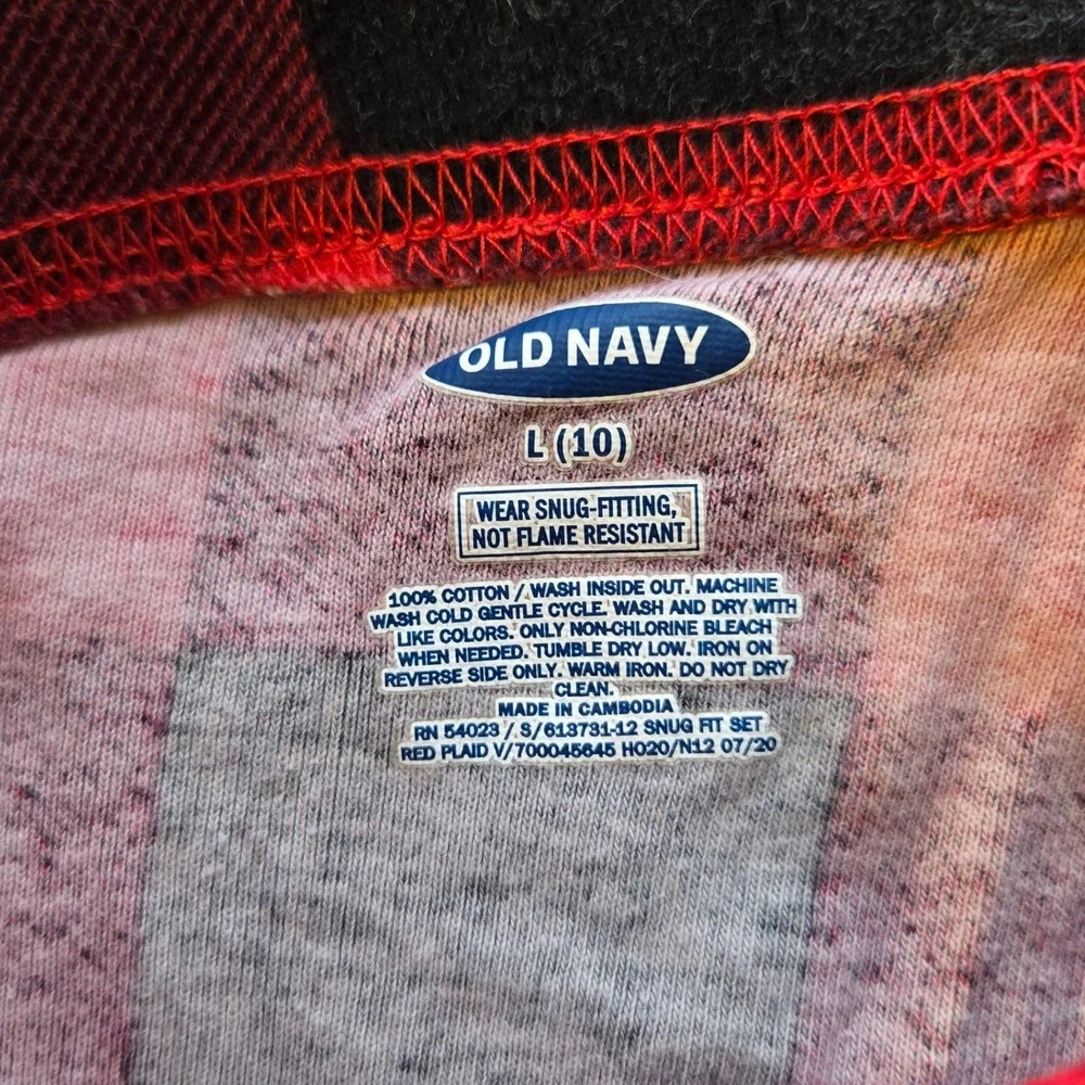 Kids Old Navy Pajama Set L‎ 10 Bah Hum Pug Long Sleeve Top Red Plaid Pants